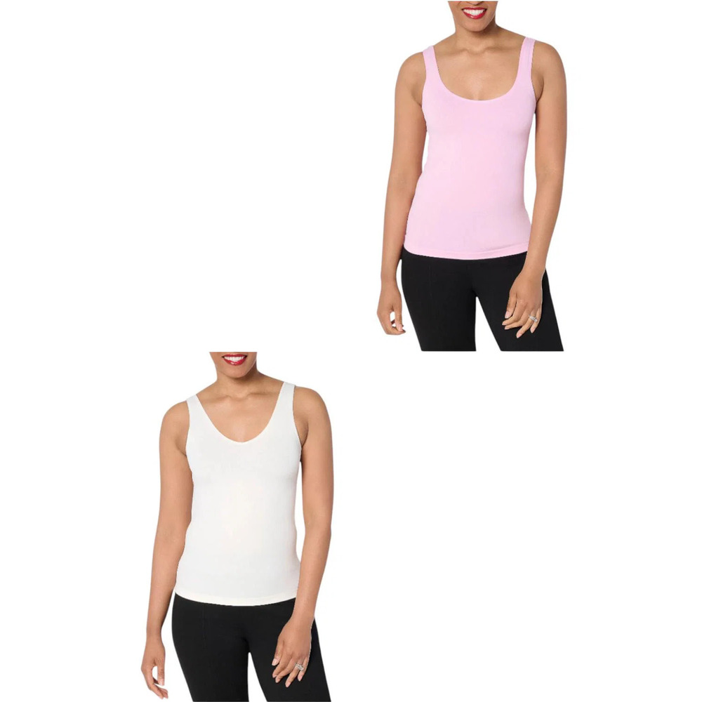 Breezies Women's 2pk Cooling Seamless Reversible Cami Sweet/Vanilla - Regular